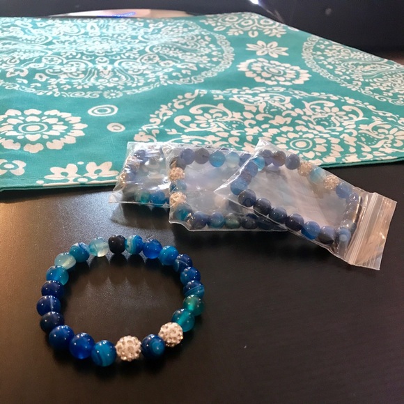 NEW!💙💎BLUE STRIPED AGATE!💎💙BLING! 1 BRACELET!! - Picture 7 of 8